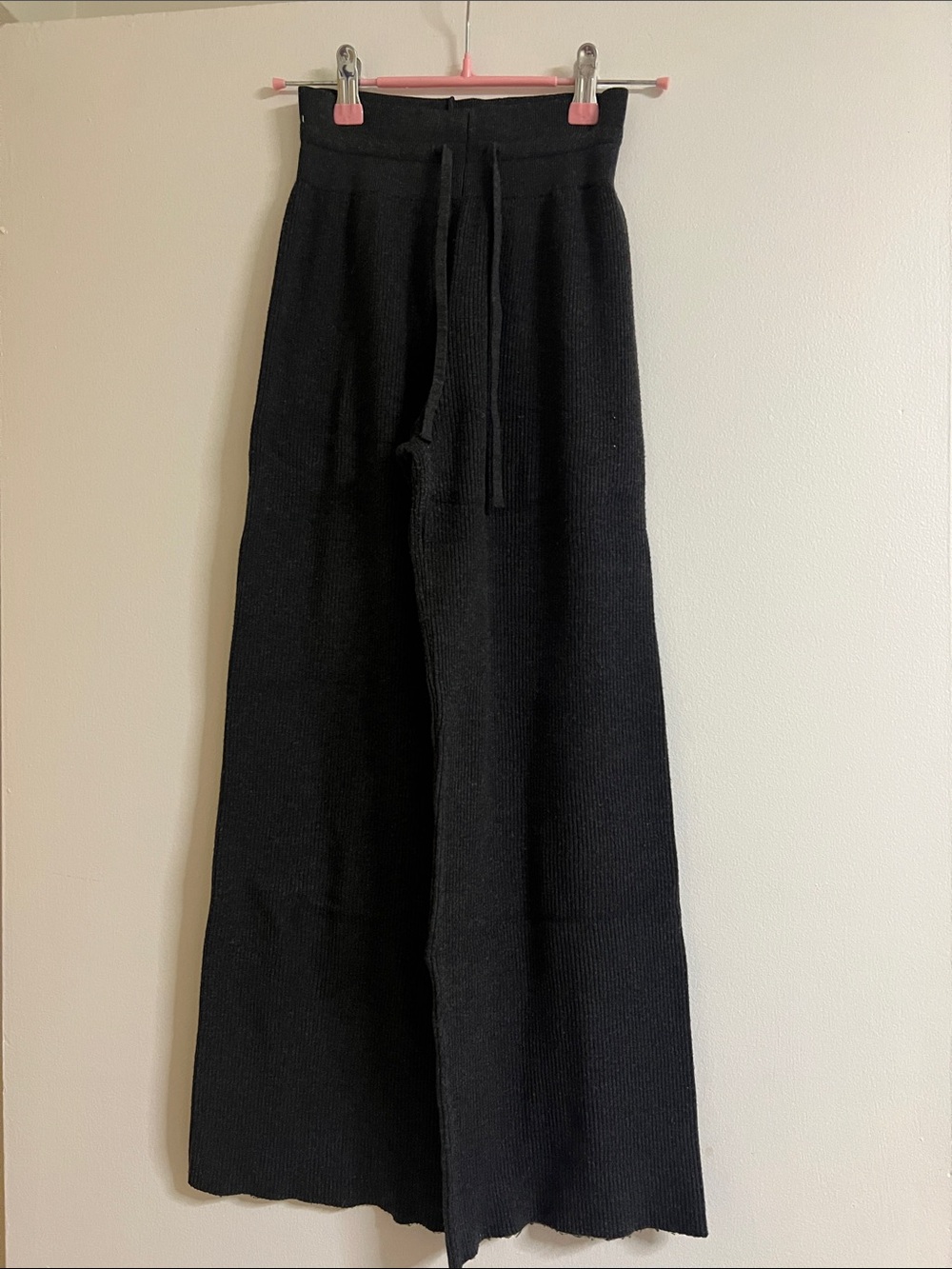 Uniqlo Grey Knit Wide-Leg Pants